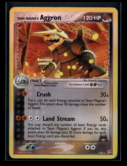 Team Magma's Aggron 7/95 - Team Magma vs Team Aqua - Rare Holo