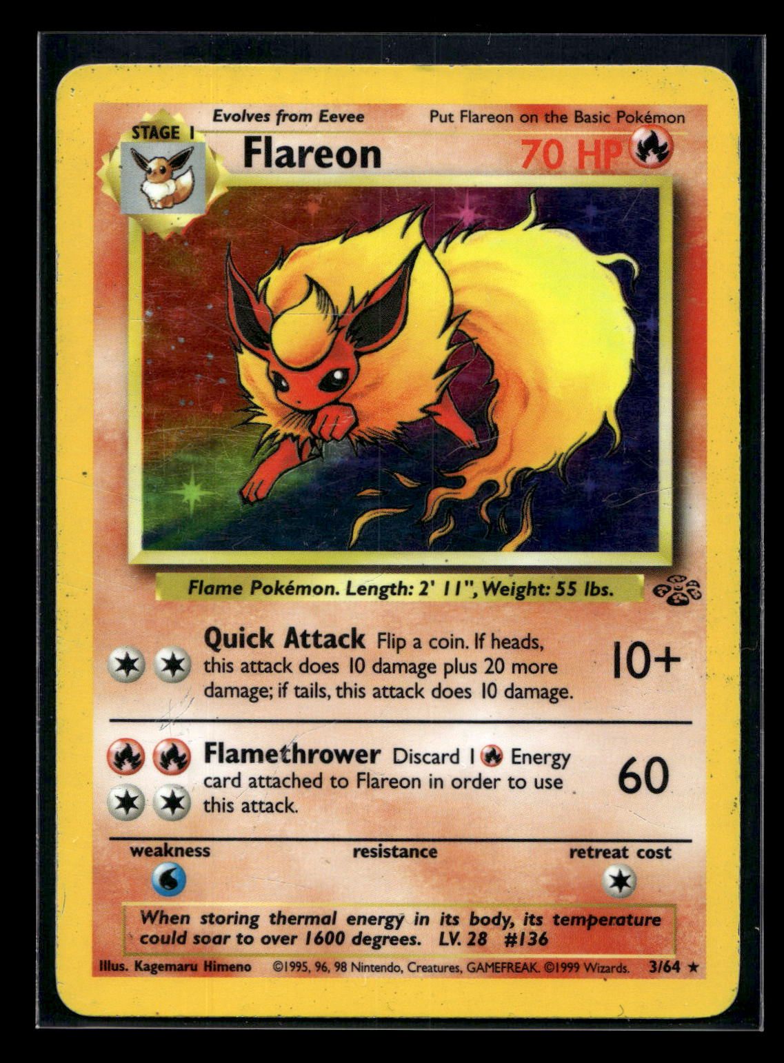 Flareon 3/64 - Jungle - Rare Holo