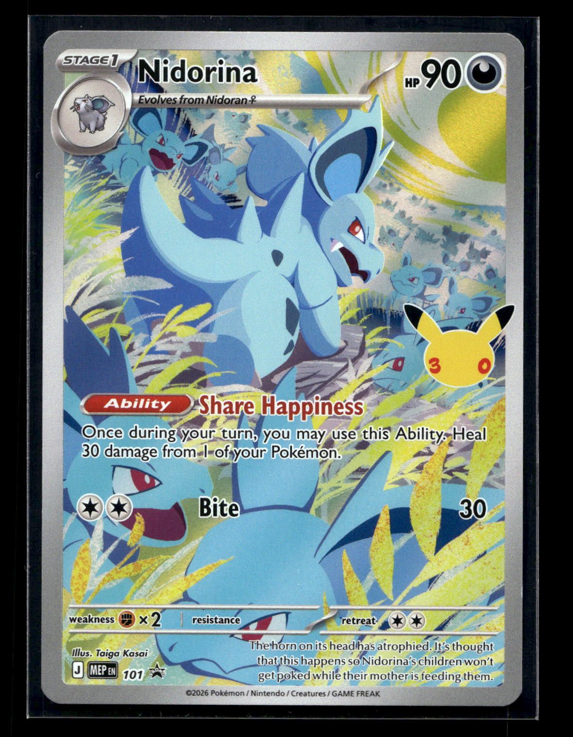 Nidorina 101 Anniversary Stamp - Mega Evolution Black Star Promos - Promo