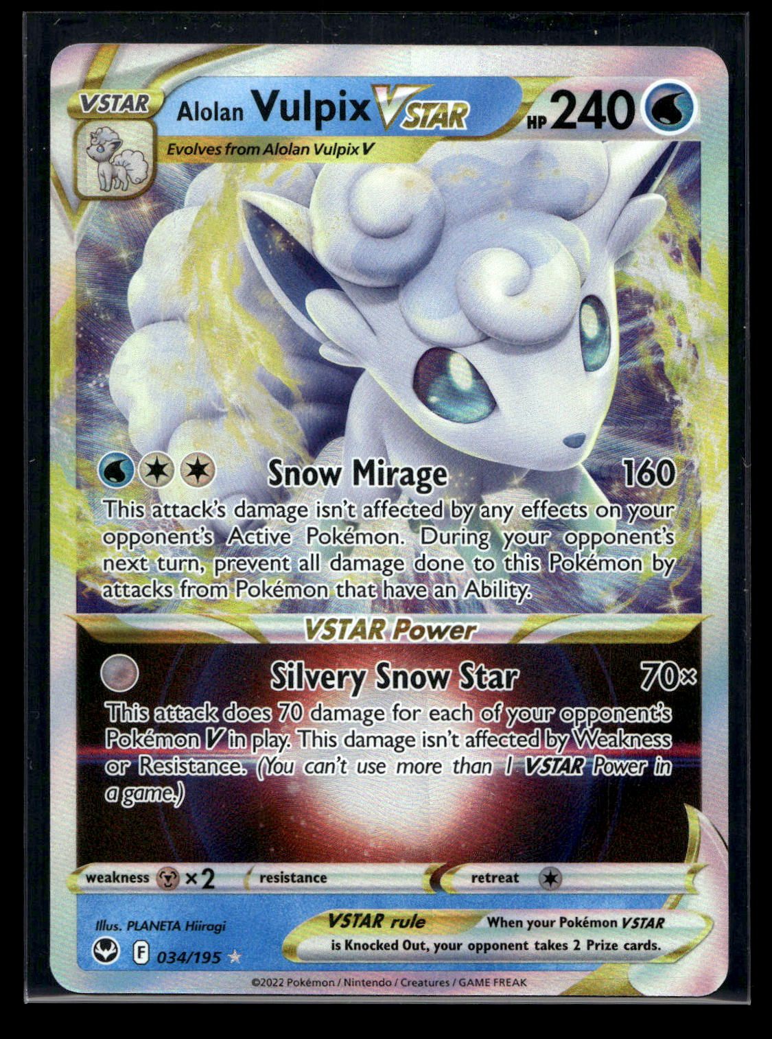 Alolan Vulpix VSTAR 034/195 - Silver Tempest - Rare Holo VSTAR