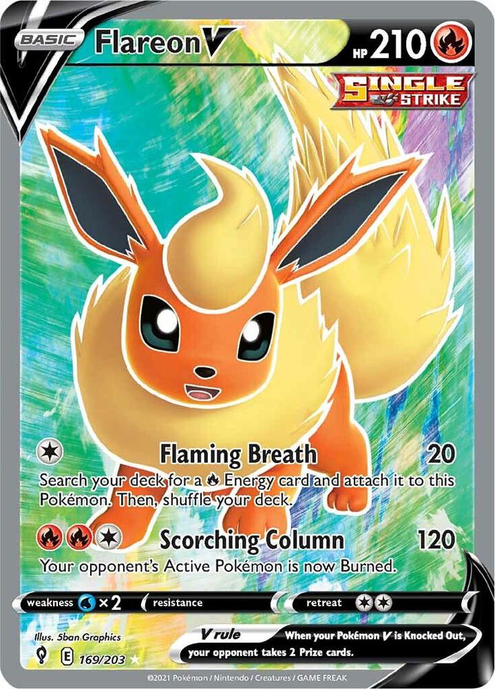 Flareon V (Full Art) 169/203 SWSH07: Evolving Skies