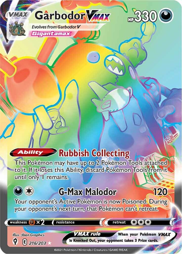 Garbodor VMAX (Secret) 216/203 SWSH07: Evolving Skies