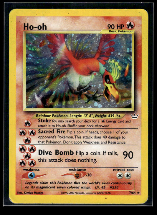 Double Holo ERROR - Ho-oh (7) 07/64 Neo Revelation