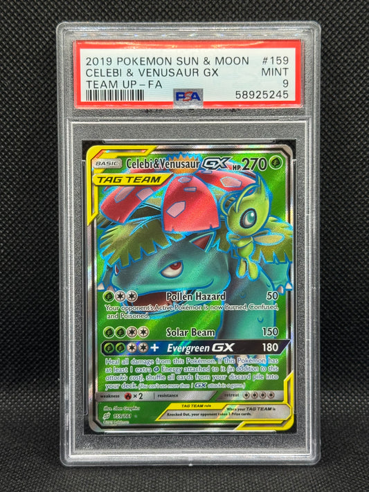 PSA 9 - Celebi & Venusaur GX - Tag Team