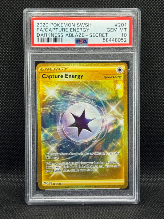 PSA 10 - Capture Energy 201/189 - Darkness Ablaze