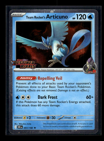 Team Rocket's Articuno (Destined Rivals Stamp) 051/182