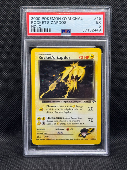 PSA 5 - Rocket's Zapdos 15/132 - Gym Challenge