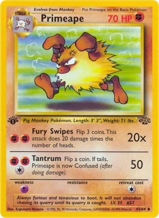 1st Edition - Primeape 43/64 Jungle