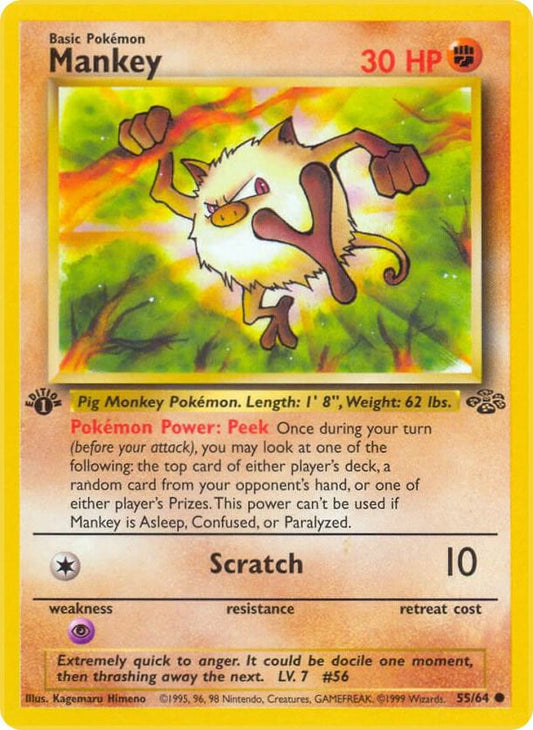 1st Edition - Mankey 55/64 Jungle