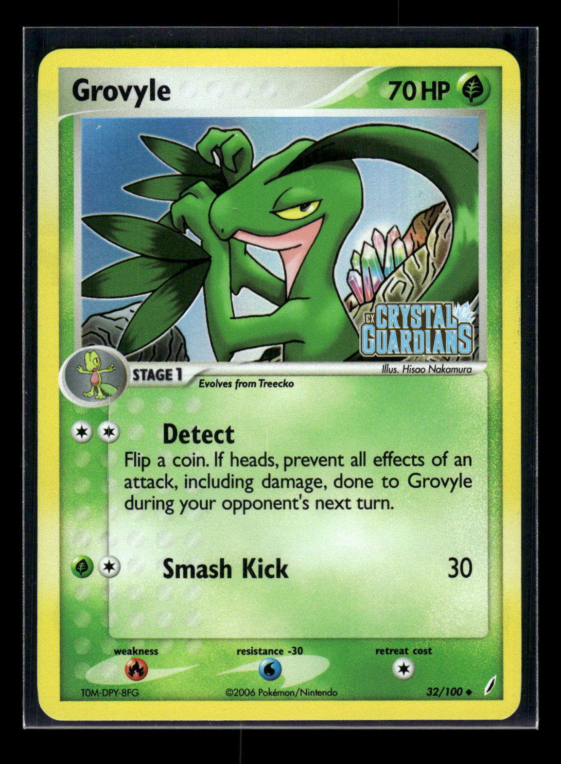 Grovyle 32/100 EX Crystal Guardians Stamped Reverse