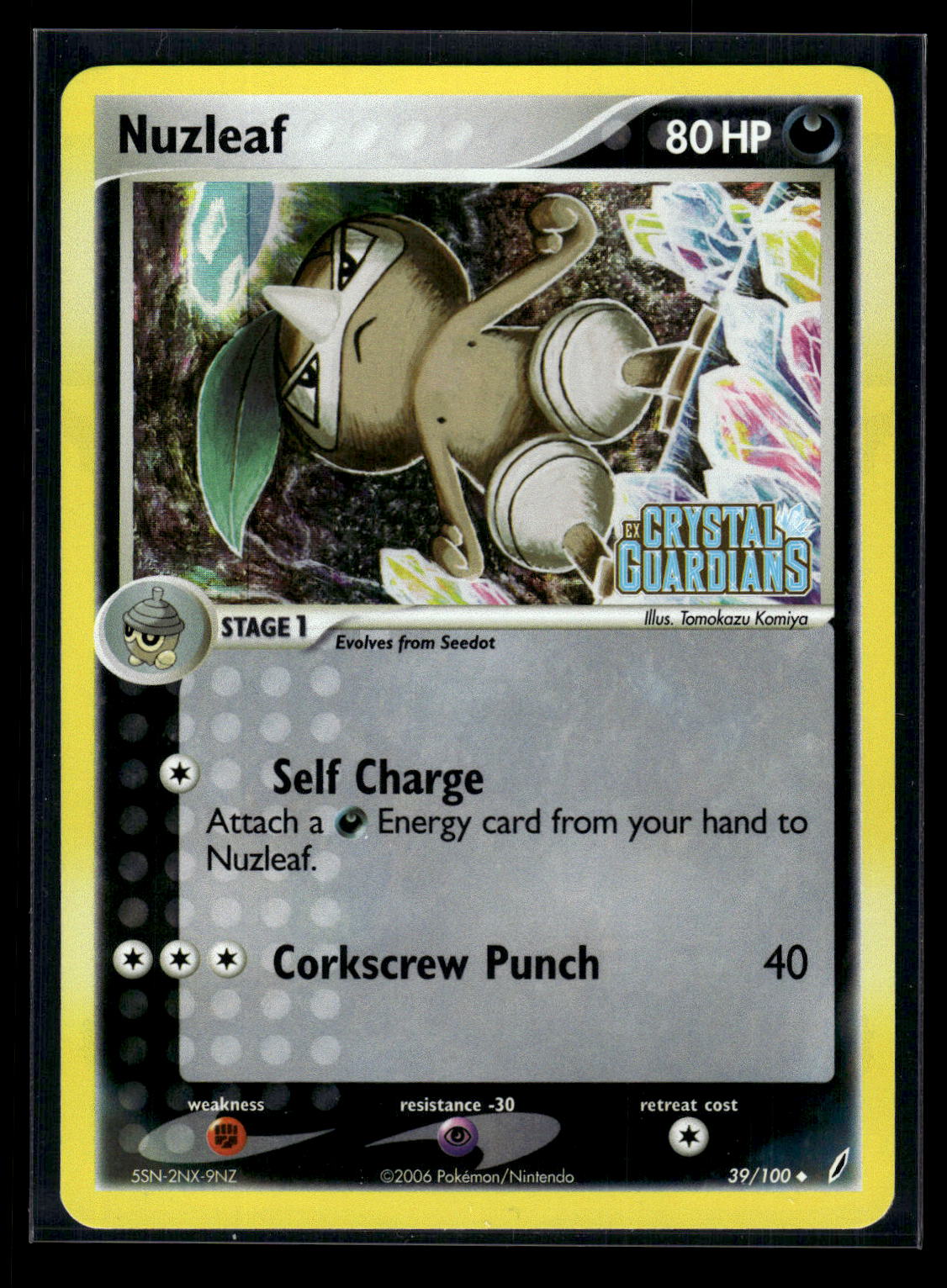 Nuzleaf 39/100 EX Crystal Guardians Stamp Reverse