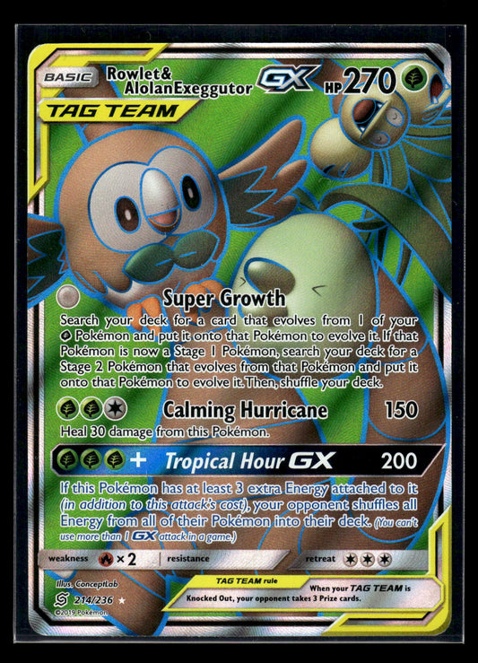 Rowlet & Alolan Exeggutor GX (Full Art) 214/236 SM - Unified Minds