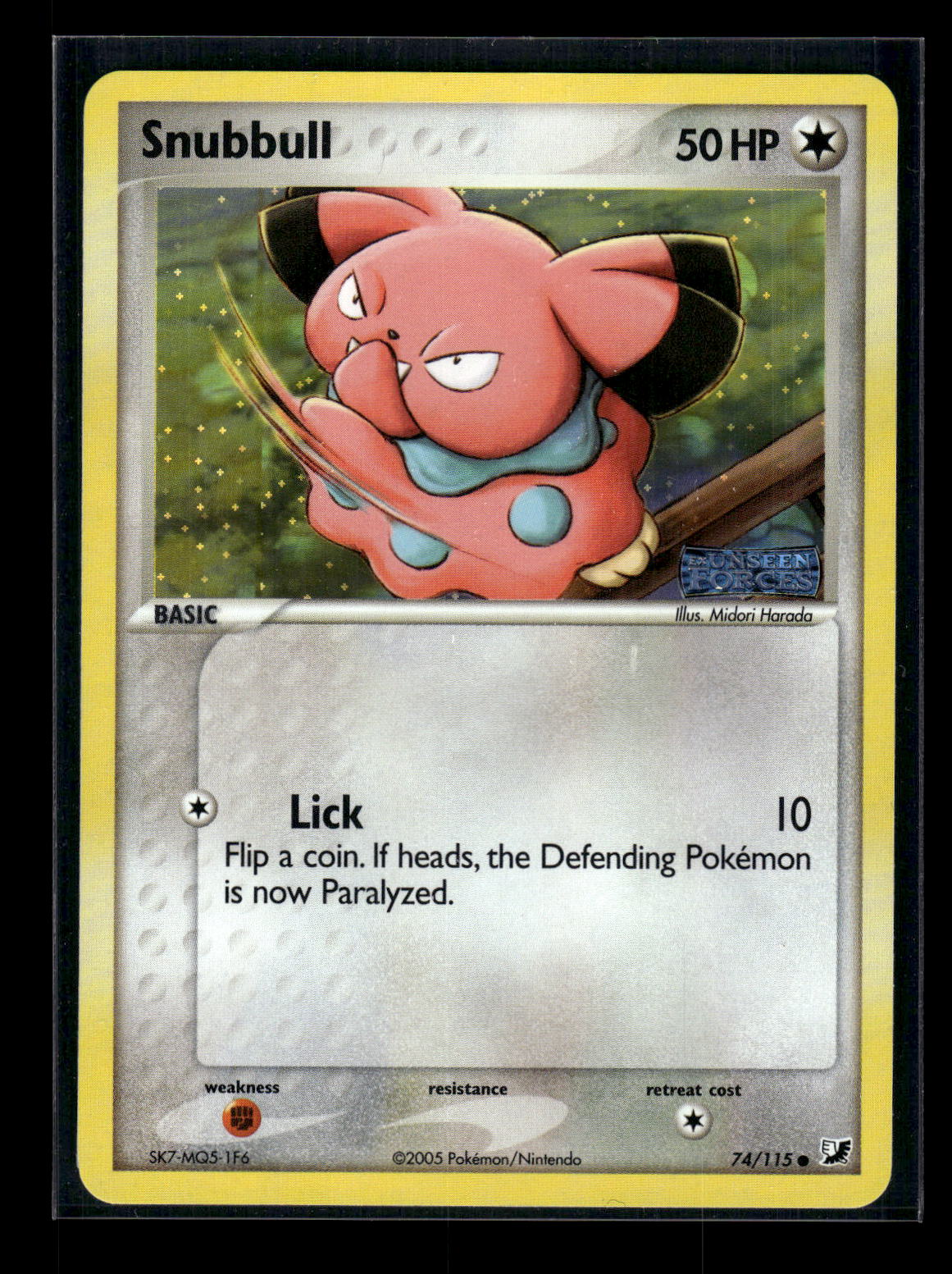 Snubbull 74/115 EX Unseen Forces Stamp Reverse
