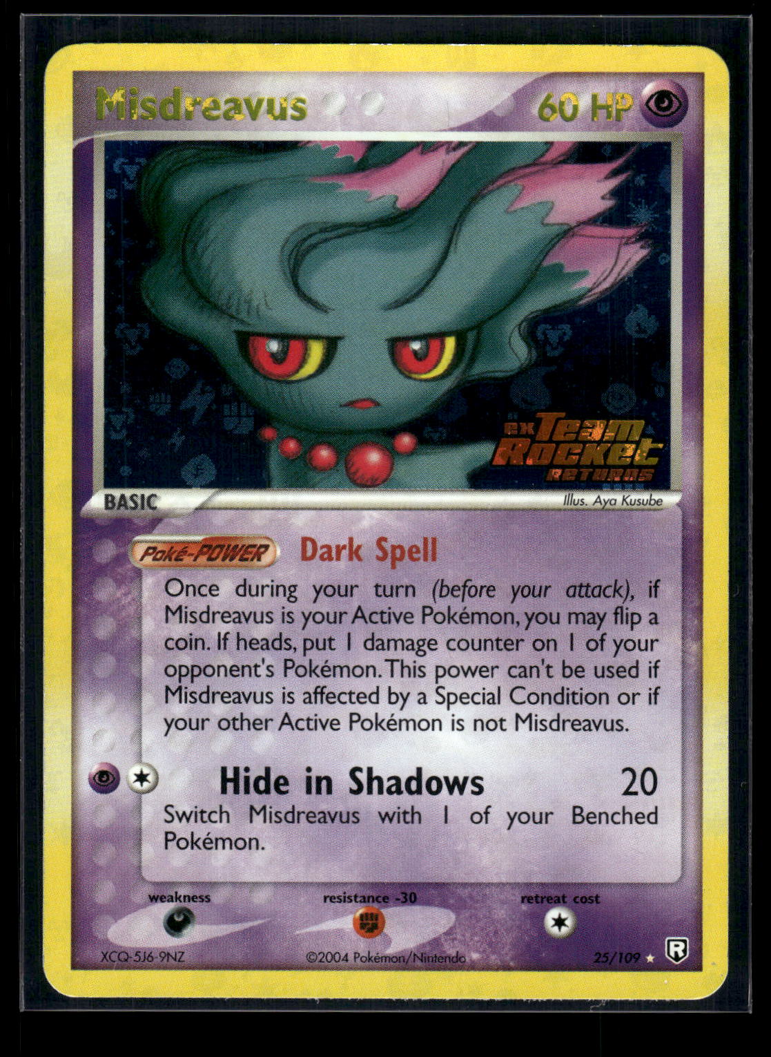 Misdreavus 25/109 EX Team Rocket Returns Stamp Reverse