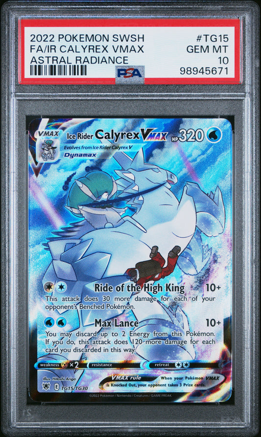 PSA 10 Ice Rider Calyrex VMAX - POKEMON SWORD & SHIELD ASTRAL RADIANCE #TG15/TG30 - Rare Holo VMAX