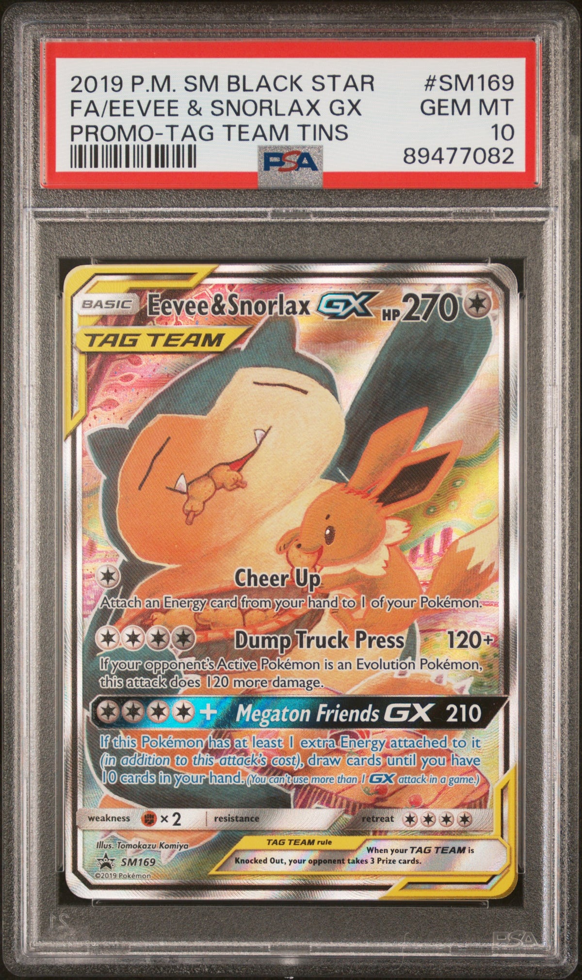 PSA 10 Eevee & Snorlax-GX - POKEMON SM BLACK STAR PROMO #SM169 - Promo