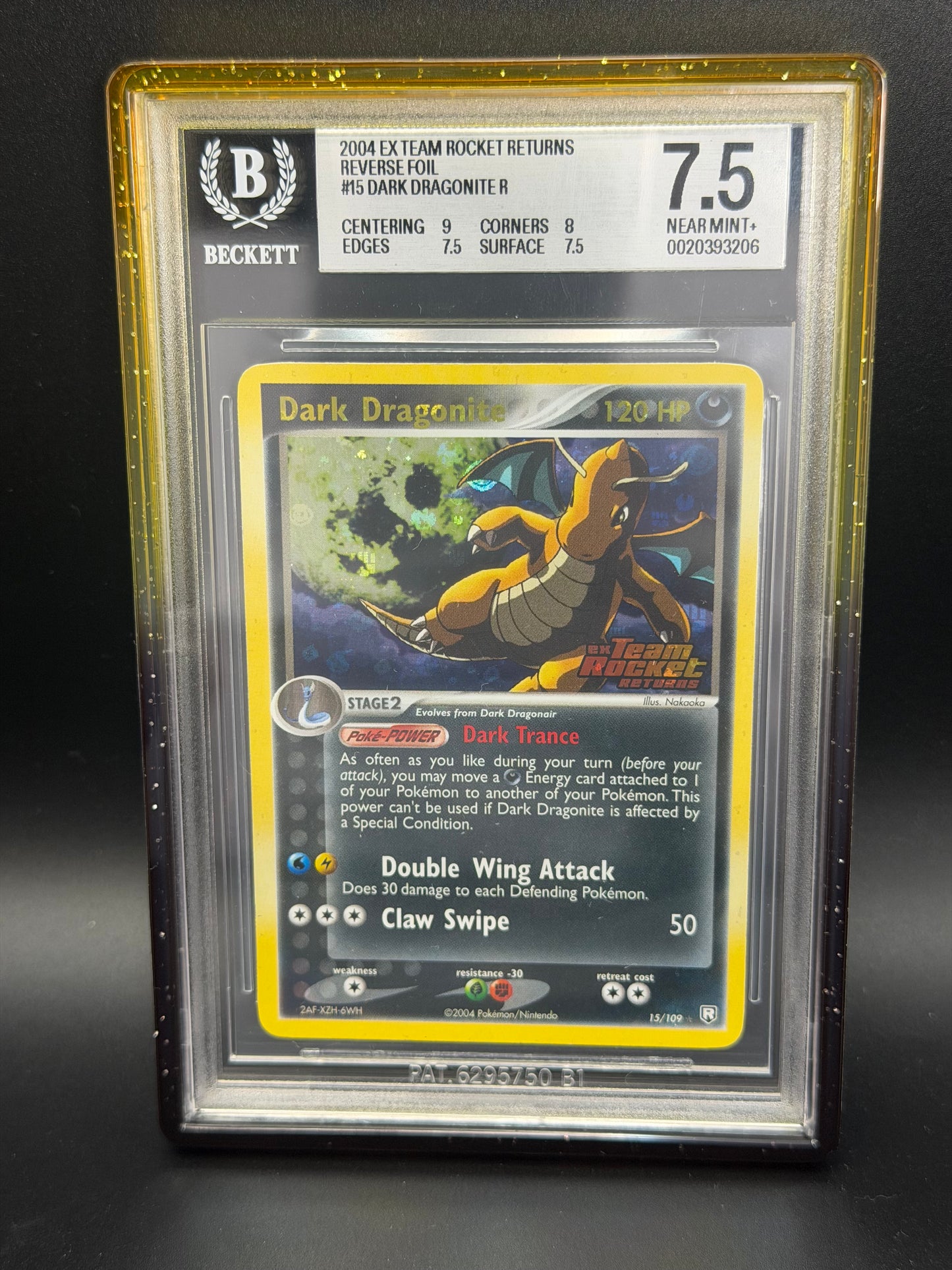 BGS 7.5 - Dark Dragonite Reverse Holo Stamped 15/109 - Ex Team Rocket Returns