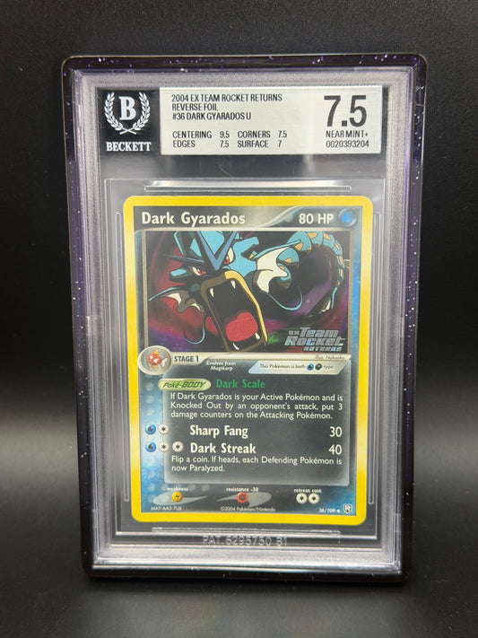 BGS 7.5 - Dark Gyarados Reverse Holo Stamped 36/109 - Ex Team Rocket Returns
