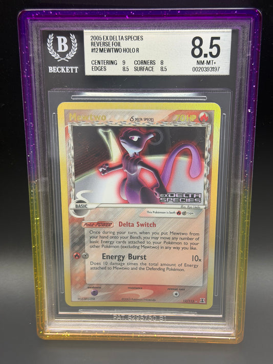 BGS 8.5 - Mewtwo Reverse Holo Stamped 12/113 - Delta Species