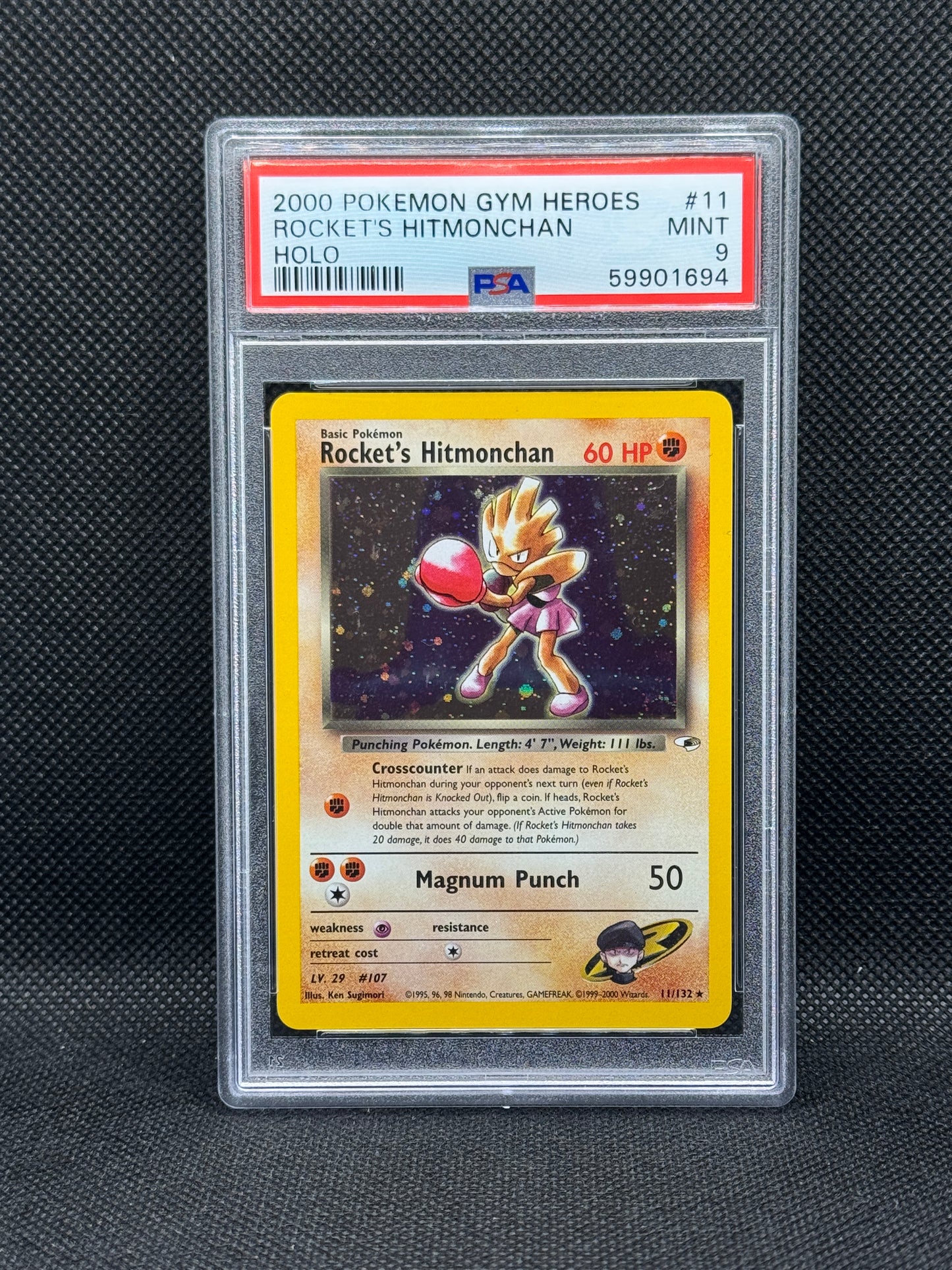 PSA 9 - Rocket's Hitmonchan 11/132 - Gym Challenge