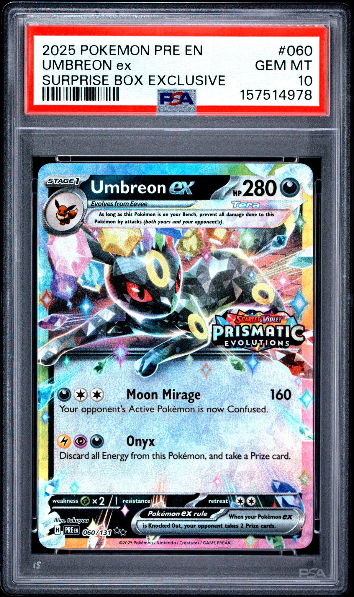 PSA 10 Umbreon ex - POKEMON PRE EN-PRISMATIC EVOLUTIONS #060/131 - Double Rare