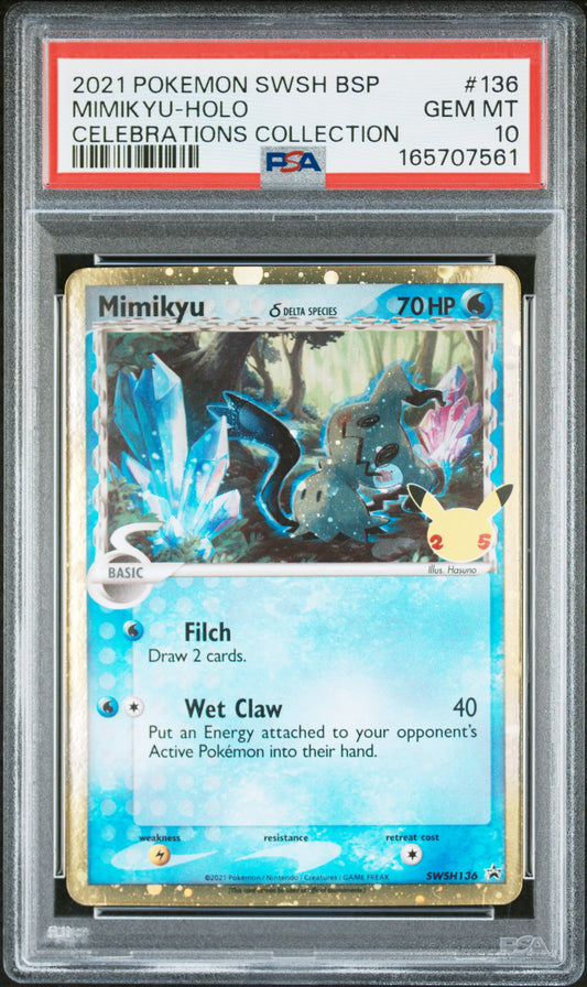 PSA 10 MIMIKYU-HOLO - POKEMON SWSH BLACK STAR PROMO #136