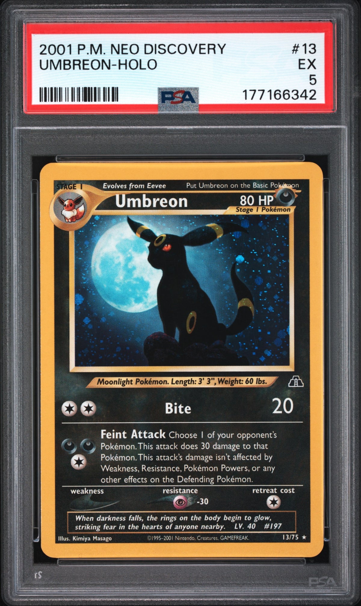 PSA 5 Umbreon - POKEMON NEO DISCOVERY #13/75 - Rare Holo