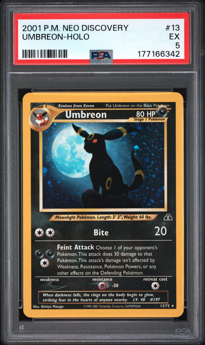 PSA 5 Umbreon - POKEMON NEO DISCOVERY #13/75 - Rare Holo