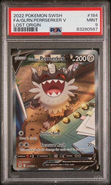 PSA 9 - Galarian Perrserker V 184/196 - Lost Origin