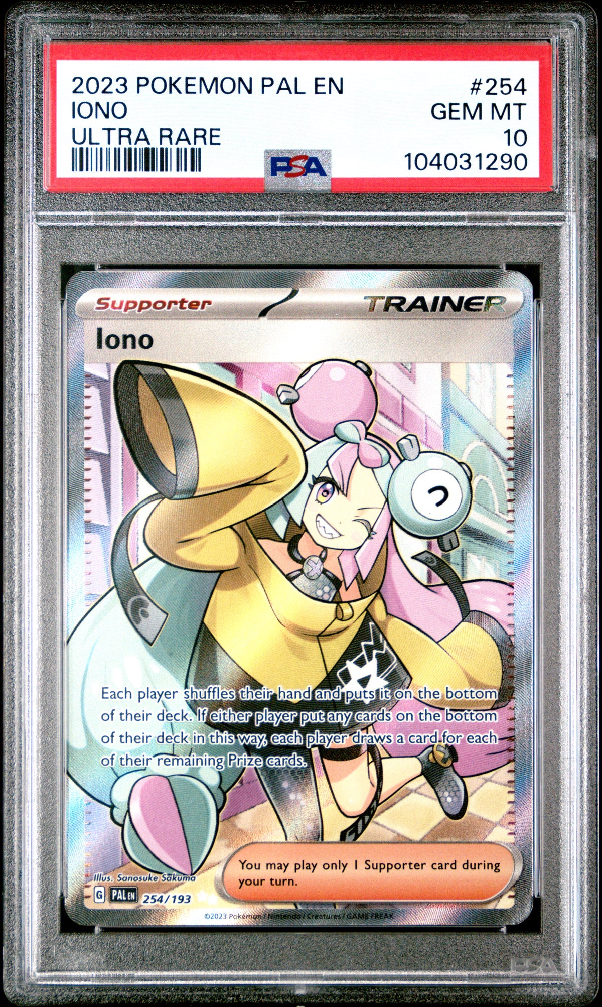 PSA 10 Iono - POKEMON PAL EN-PALDEA EVOLVED #254/193 - Ultra Rare