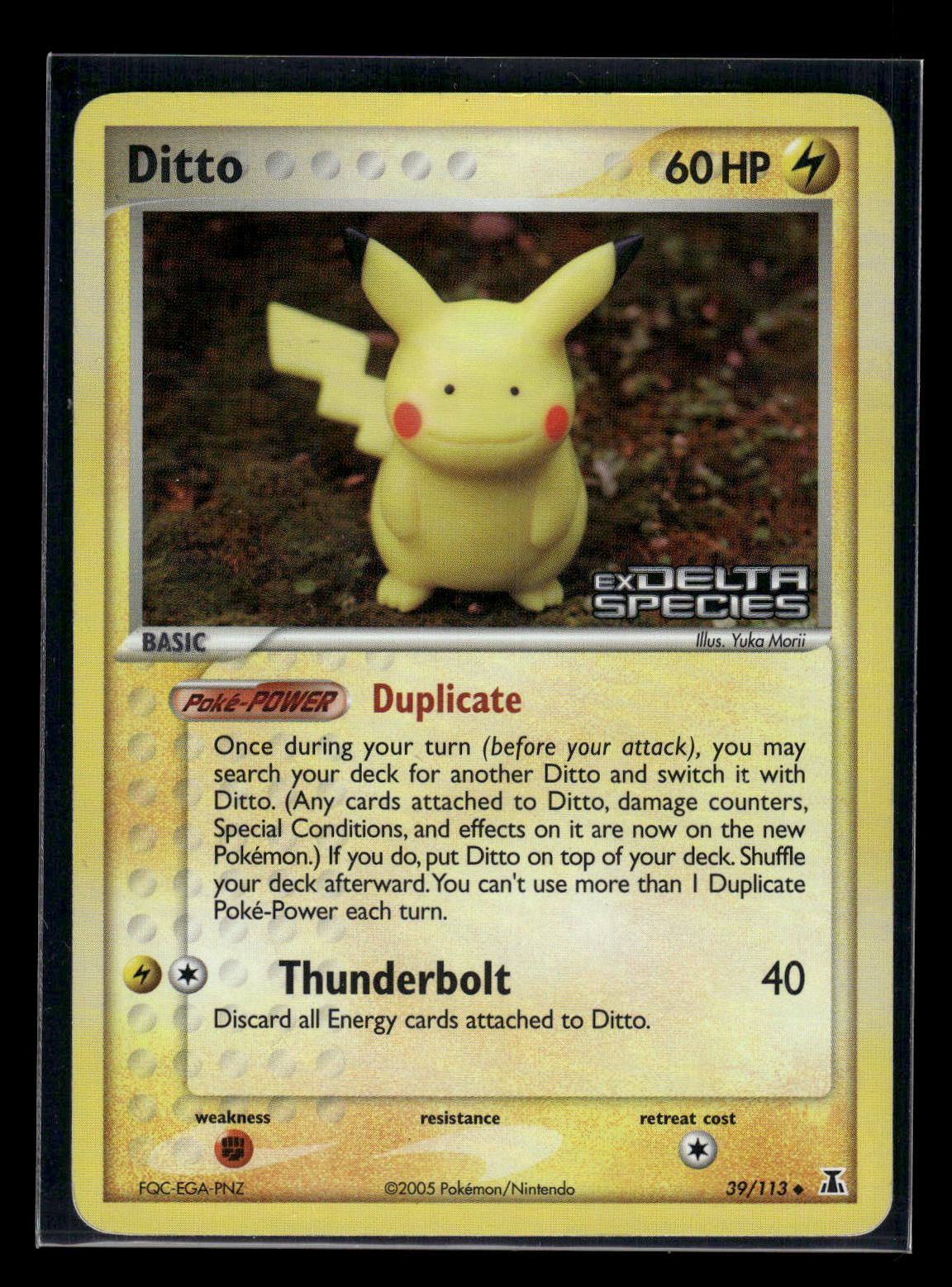 Ditto - 039/113 (Pikachu) 39/113 EX Delta Species Stamped Reverse