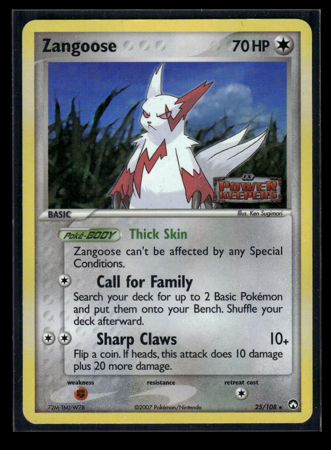 Zangoose 25/108 EX Power Keepers Stamped Reverse