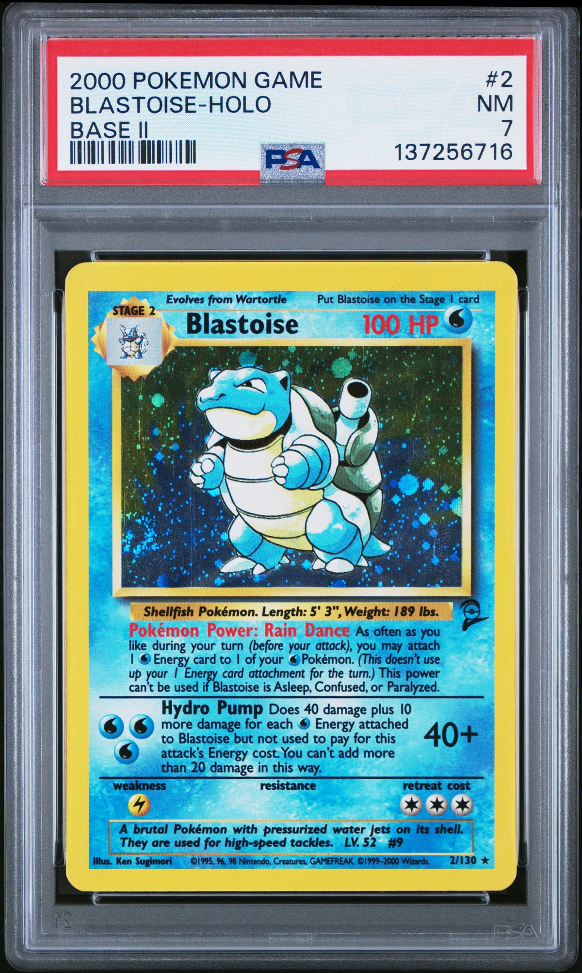 PSA 7 Blastoise - POKEMON GAME BASE II #2/130 - Rare Holo