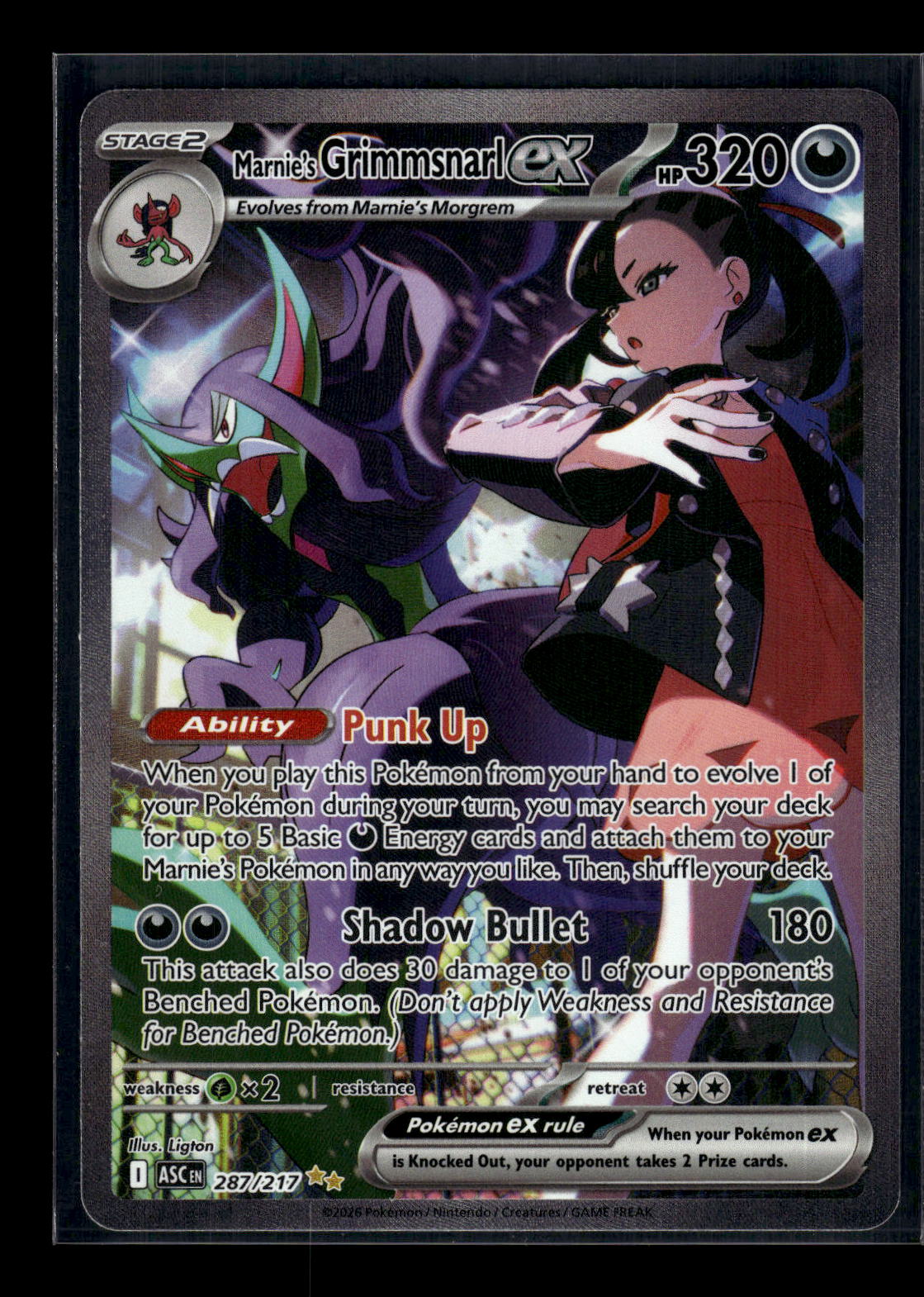 Marnie's Grimmsnarl ex 287/217 ME: Ascended Heroes