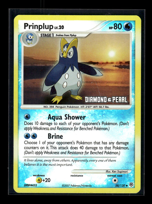 Reverse Foil - Prinplup 58/130 Diamond and Pearl