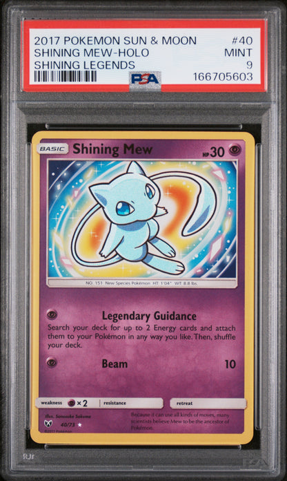 PSA 9 Shining Mew - POKEMON SUN & MOON SHINING LEGENDS #40/73 - Rare Shining