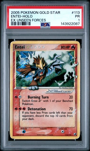PSA 1 - Entei Gold Star 113/115 - Unseen Forces