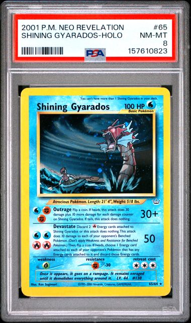 PSA 8 - Mouth Swirl Shining Gyarados 65/64 - Neo Revelation