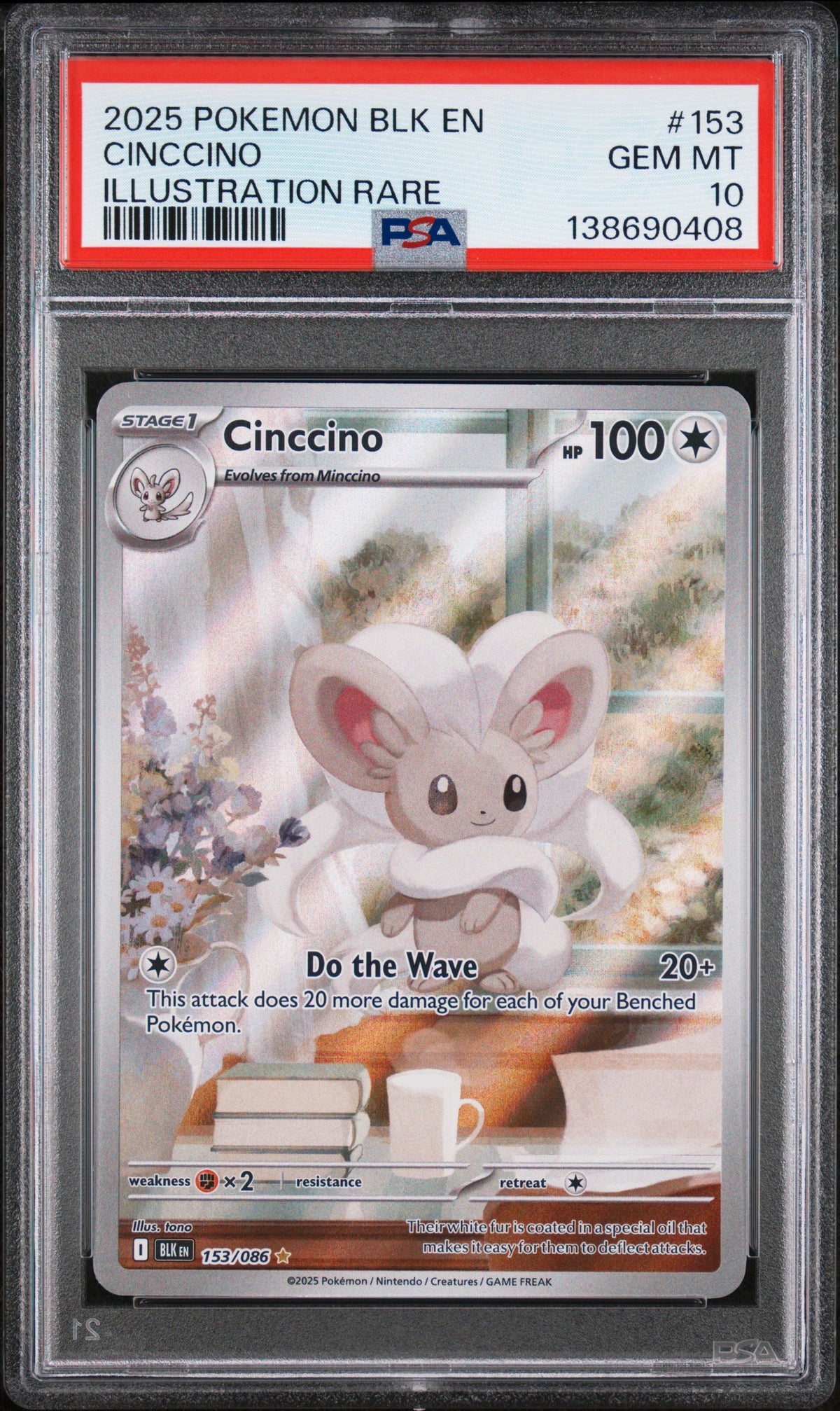 PSA 10 Cinccino - POKEMON BLK EN-BLACK BOLT #153/086 - Illustration Rare