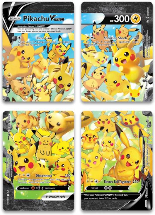 Pikachu V-Union - Set av 4 Kort - Promos SWSH139-SWSH142