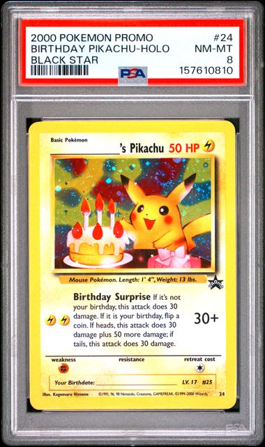 PSA 8 - Birthday Pikachu WP24 - 2000 Promo