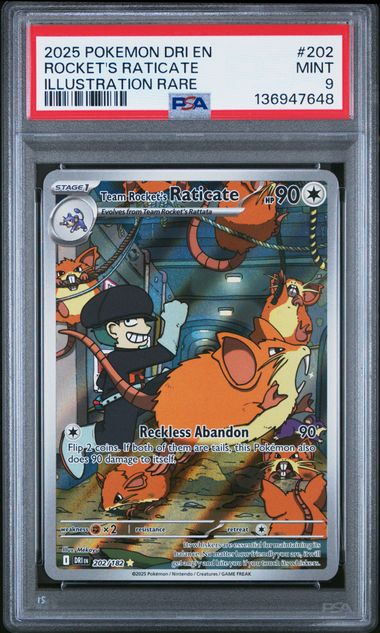 PSA 9 - Team Rocket's Raticate 202/182 - Destined Rivals