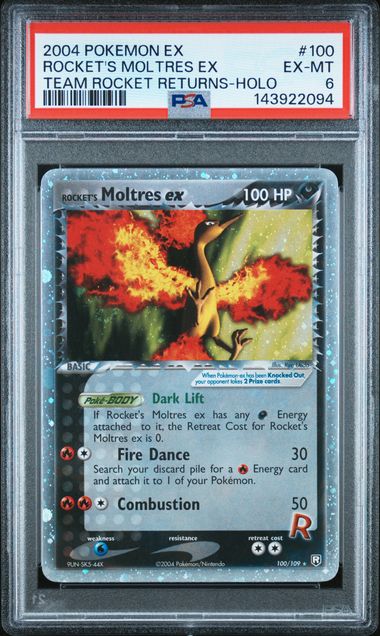 PSA 6 - Rocket's Moltres ex 100/109 - Team Rocket Returns