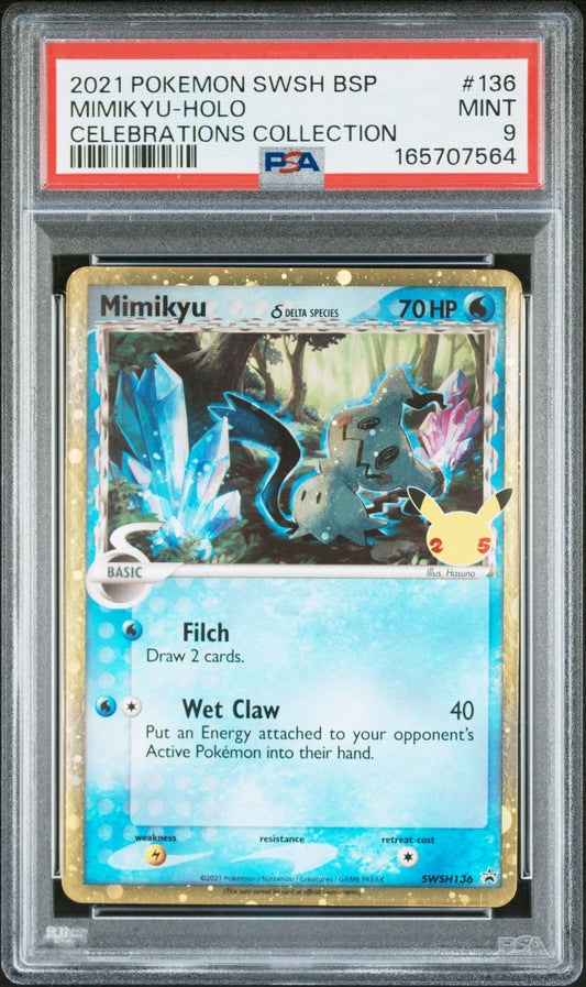 PSA 9 MIMIKYU-HOLO - POKEMON SWSH BLACK STAR PROMO #136