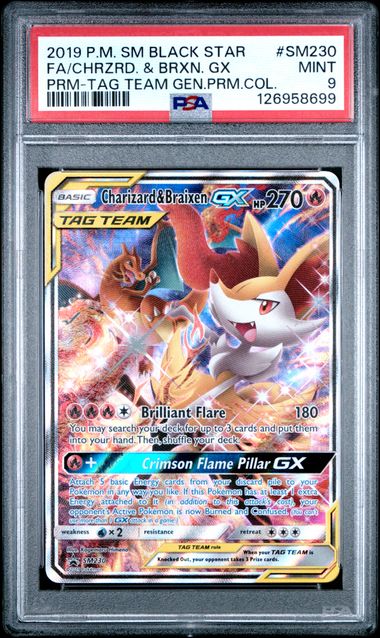 PSA 9 - Charizard & Braixen GX SM230 - Promo